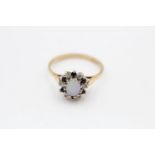 9ct Gold Vintage Opal Diamond & Sapphire Cluster Ring (1.6g) Size J