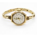 9ct gold watch by Everite with expanding 9ct gold strap