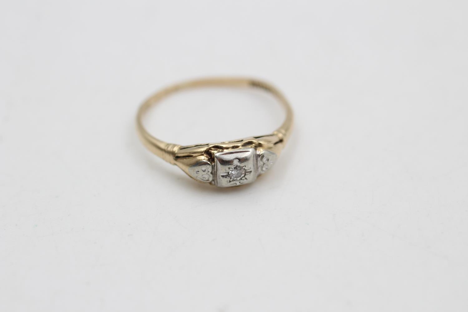 14ct Gold Vintage Diamond Bridal Wreath Diamond Solitaire Ring (1.6g) Size O - Image 2 of 4
