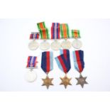 9 x WW2 Medals & Ribbons Inc War, Defence, 1939-45 Stars Etc