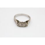 9ct White Gold Vintage Diamond Three Stone Ring (3.3g) Size O