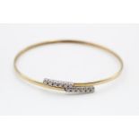 9ct Gold Clear gemstones Crossover Band Bangle (3.8g)