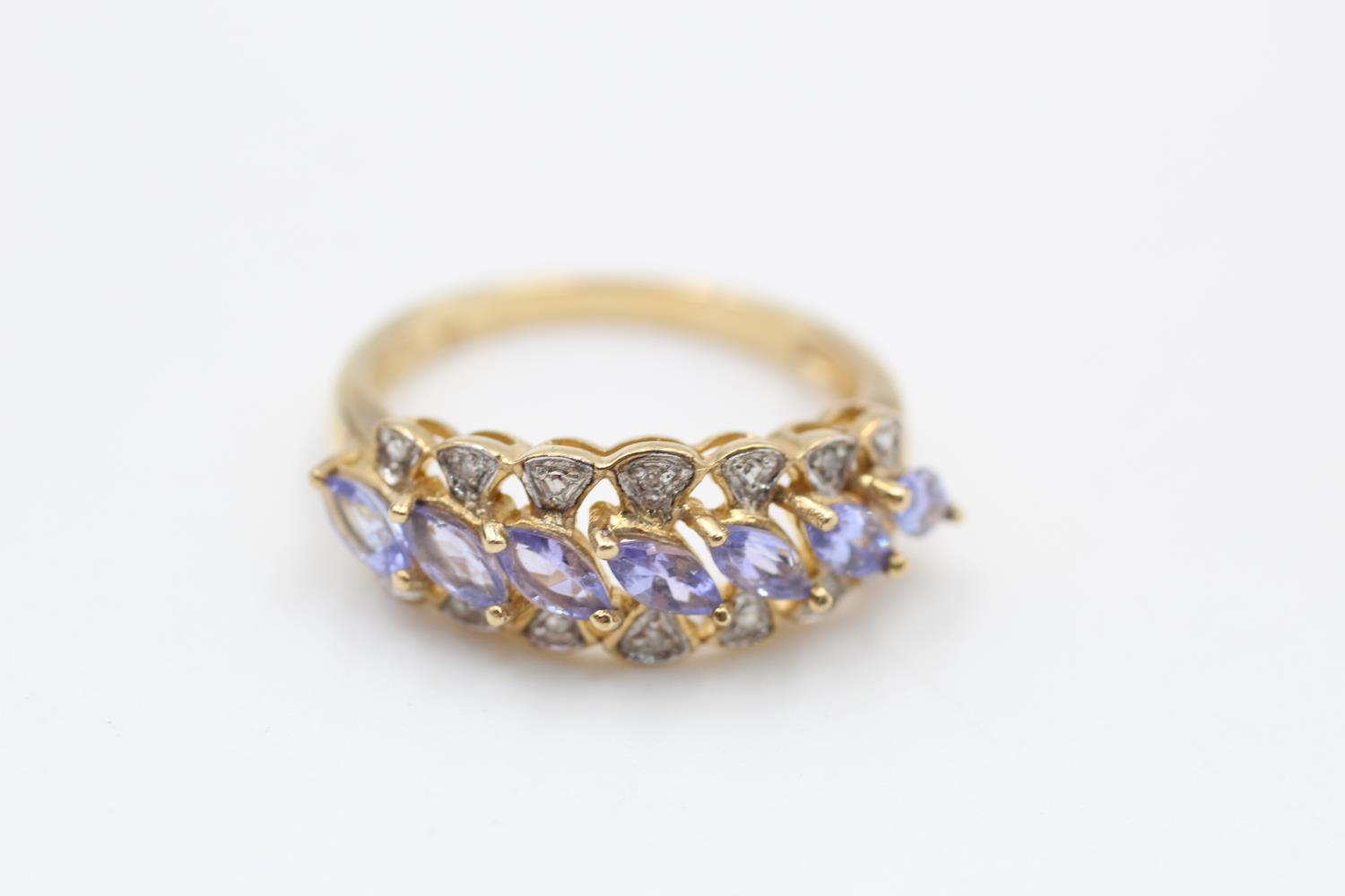 9ct Gold Tanzanite & Diamond Dress Ring (3.4g) Size P