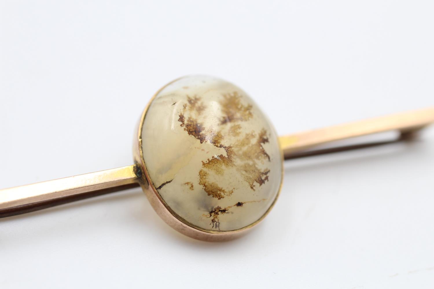 9ct Gold Antique Dendric Agate Bar Brooch (5.2g) - Image 2 of 4