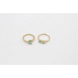 2 X 9ct Gold Tourmaline & Diamond And Apatite Dress Rings (2.5g) Both size H