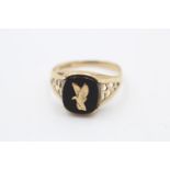 9ct Gold Vintage Onyx Eagle Signet Ring (2.7g) Size R