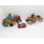 3x Clockwork tin plate toys