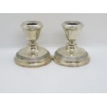 Pair of HM silver Birmingham candlesticks 3" 350g overall weight