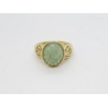 Jade and 14ct gold ring size L 2.7g