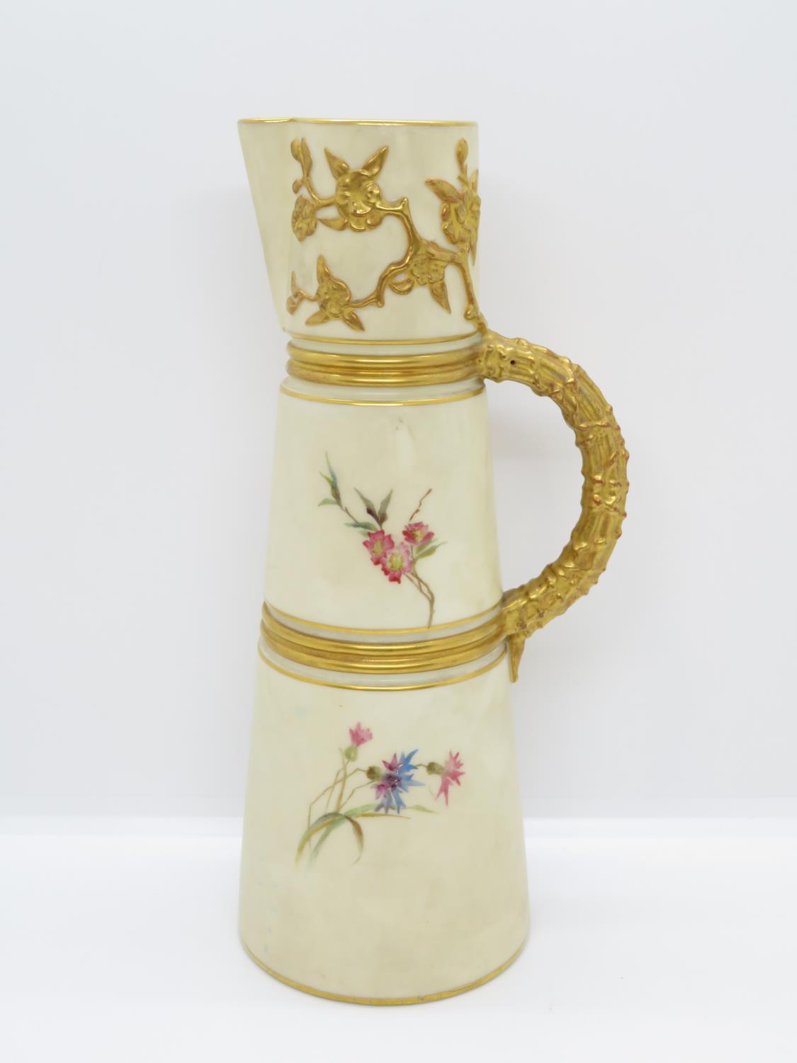 Royal Worcester purple mark pattern 1047 handpainted 9" jug - Image 2 of 4