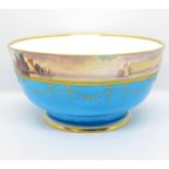 Hand painted gilded Minton bowl 5" high x 10" dia.