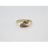 Antique 18ct 3 stone diamond ring size P