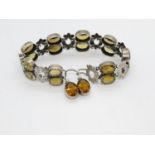 Antique HM silver and agate bracelet 38.6g