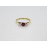 Antique 18ct ruby and diamond ring size K