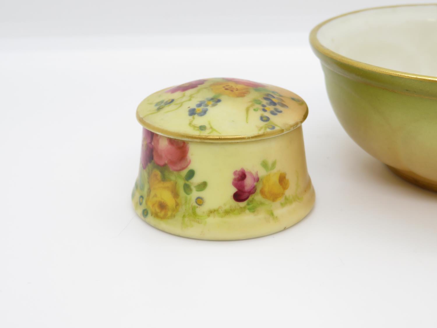 Royal Worcester G89 pattern bowl 3.5" dia. along with miniature Royal Worcester pot 1" high with lid - Image 2 of 5