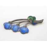 Marked sterling 2.75" 8.9g silver and enamel brooch