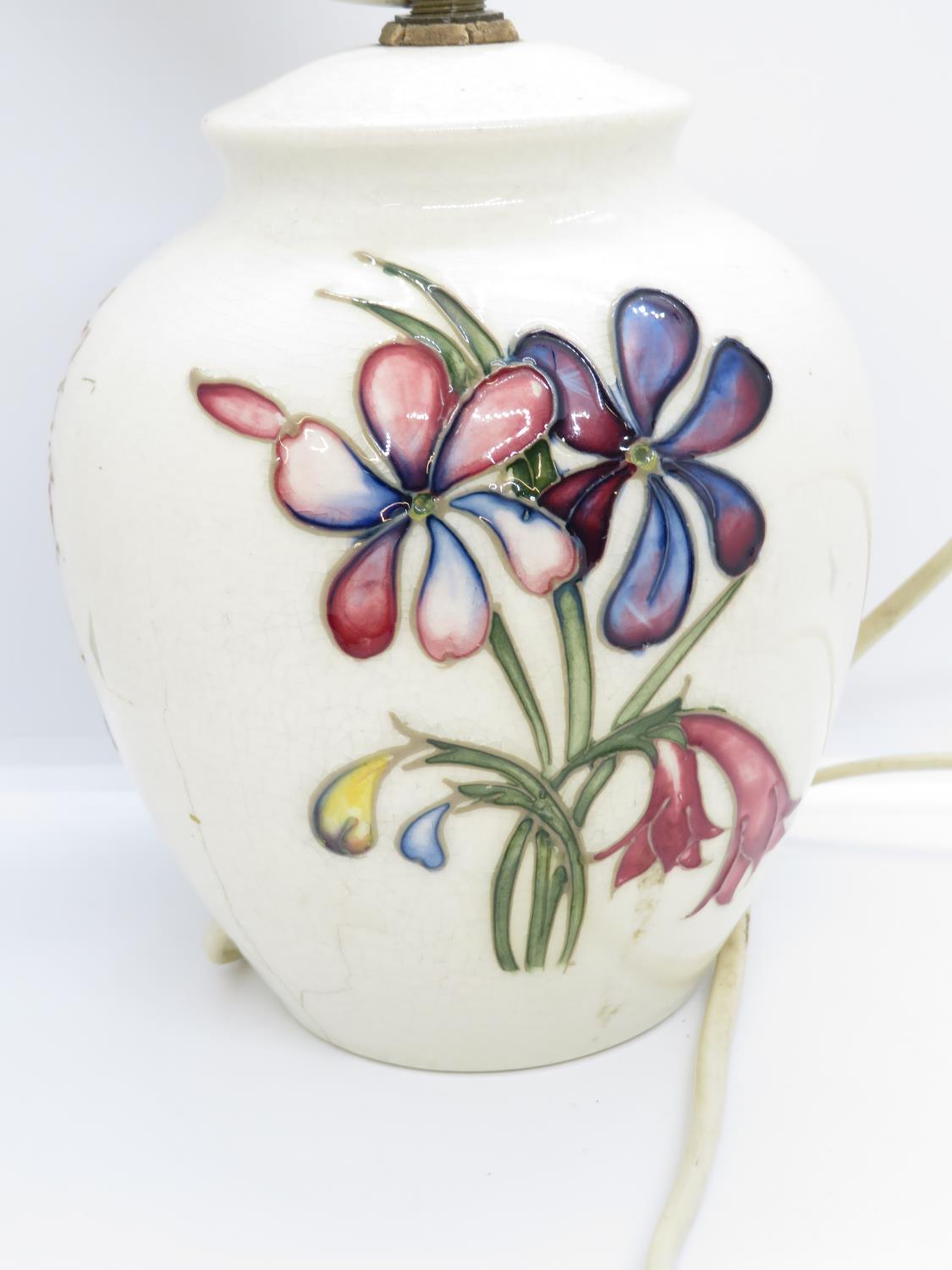 Early Moorcroft lamp with large crack from base up - Image 3 of 4