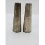 HM silver salt and pepper set 4" high brutalist bark effect design 173g