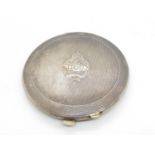 HM silver powder flask with WWI tank regiment emblem 54g