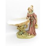 Royal Dux model 1048 Lady and shell and ewer 9.5" high x 6" base