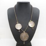 Large silver necklace with coins from 1760s Bohemian style item all antique coins 100g