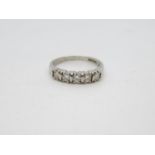 18ct white gold 5 stone diamond ring approx .6ct size N