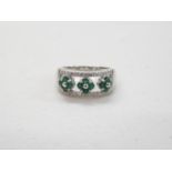 18ct white gold emerald and diamond ring 6.07g size O