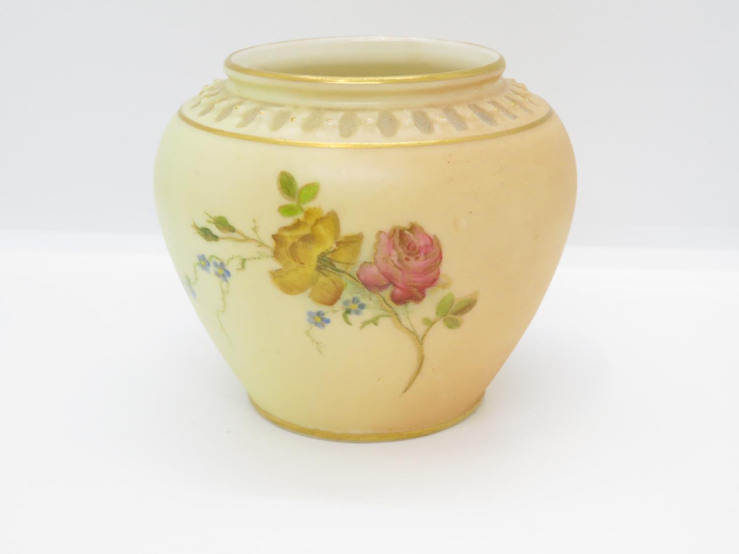 Royal Worcester purple mark 2073 hand painted pot 3" high - Image 3 of 4