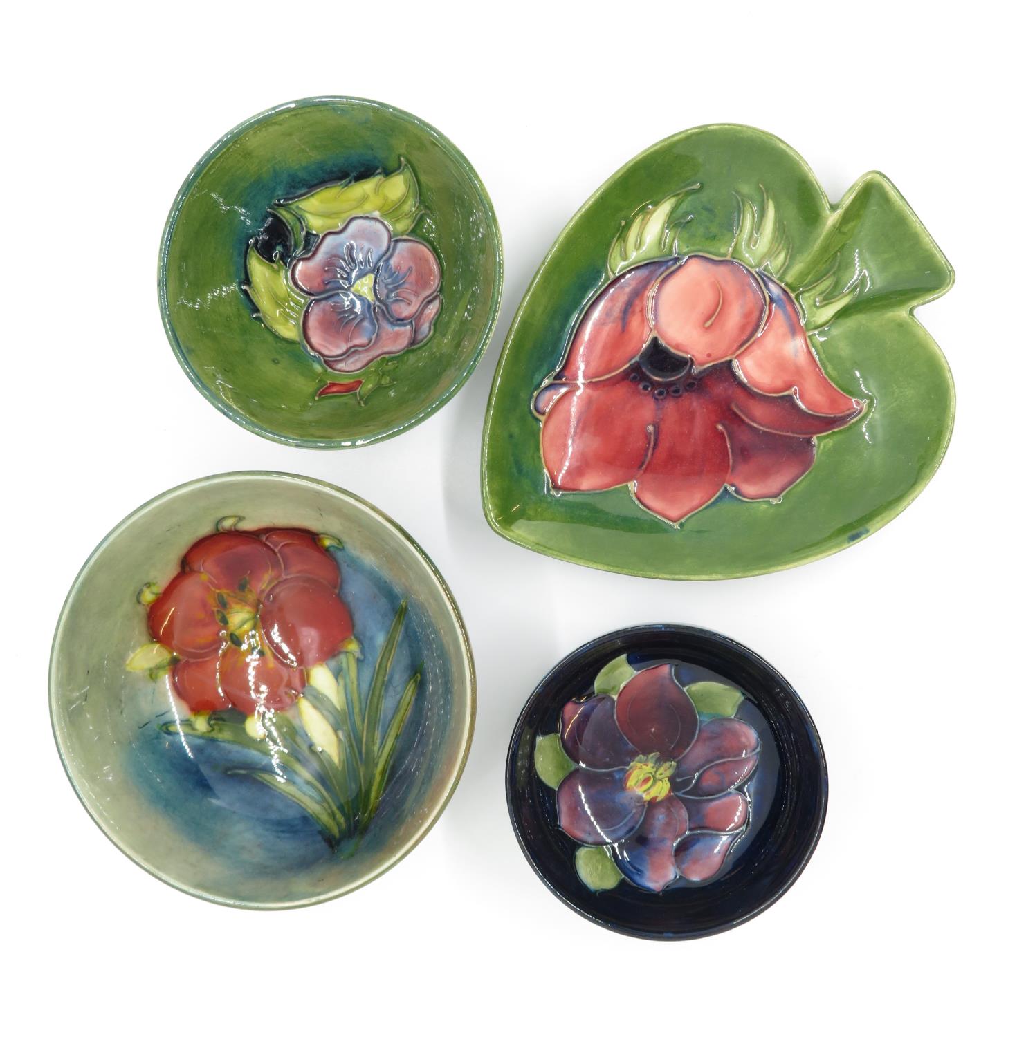 4x Moorcroft bowl and pin dishes