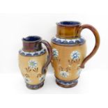 2x Royal Doulton Lambeth jugs 1x 7" and 1x 6" - perfect condition