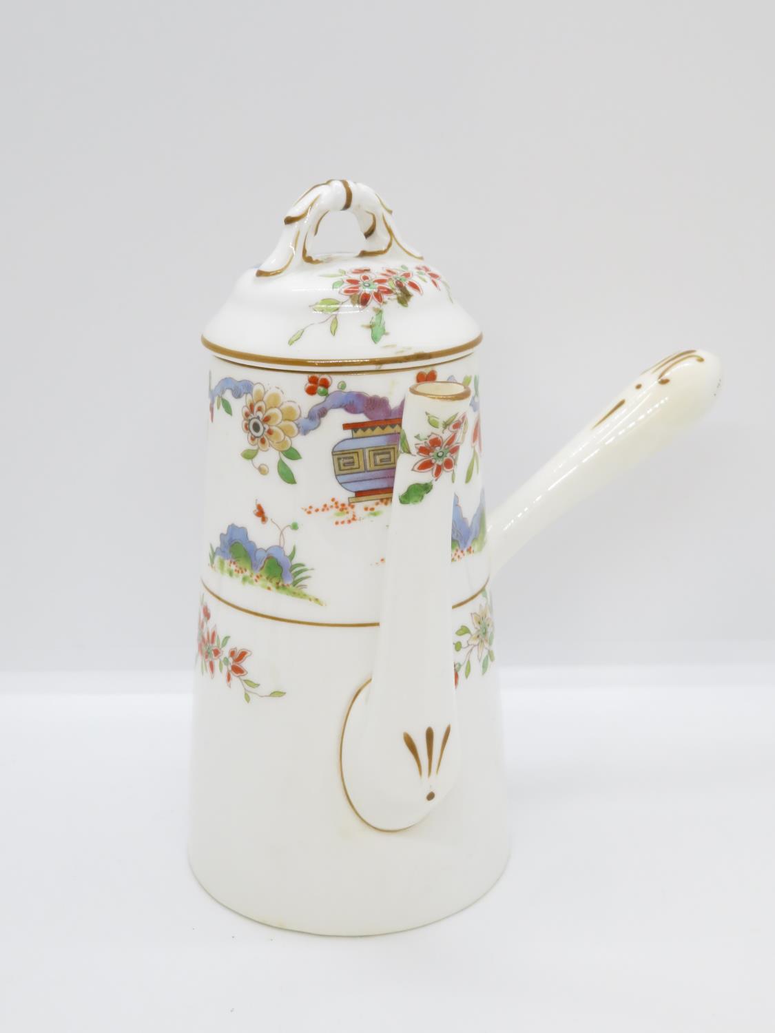 3x pieces of Royal Worcester black mark hand painted coffee pot 6" high milk jug 2.5" high and sugar - Image 2 of 7