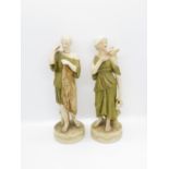 Royal Dux 2x figures one of lady (head replaced) 8.5" and one of lady with dove (damage to dove