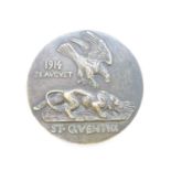 Filed Marshall Von Bulow 3.75" bronze 1914 medal St. Quentin