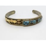 American Navajo silver and turquoise bangle