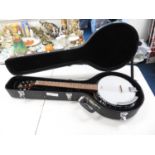 Banjo Guitar by Harley Bentan with hard carry case