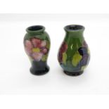 2x miniature 2" Moorcroft vases