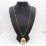 Large antique pendant locket and chain 41mm on antique gold chain 15.5cms