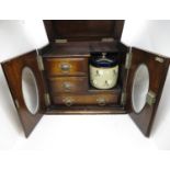 Smokers Cabinet 11" x 12" x 7" with original Royal Doulton tobacco jar - excellent condition