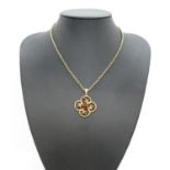 Pretty antique garnet pendant on antique gold chain