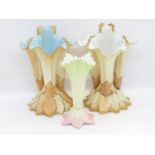 3x Royal Worcester flower cases with early marks three triples and one single all 7" high