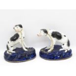 Pair of Staffordshire English setters 5" high - one has slight damage to tail