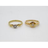 2x 18ct diamond and sapphire rings size O