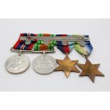 4 x WW2 Medals Mounted on Bar Inc Atlantic Star Etc