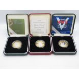 3x silver proof £2.00 coins boxed