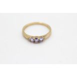 9ct gold tanzanite & diamond nine stone dress ring (2.2g) Size T