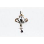 9ct gold antique paste & seed pearl lavalier brooch (1.4g)