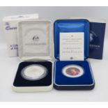 2x Queen Mother silver proof coins boxed