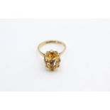 9ct gold vintage citrine cocktail ring (3.9g) Size P