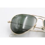 Vintage Inspired RAY-BAN Gold Tone Aviator Style SUNGLASSES w/ Original Case