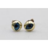 14ct gold vintage glass & enamel evil eye stud earrings (1.6g)